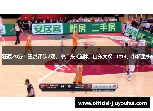 狂赢20分！王洪泽砍2双，率广东3连胜，山东大汉11中3，小将重伤